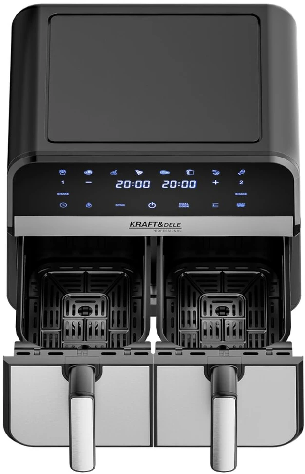 Kraftdele Dviejų skyrių karšto oro gruzdintuvė 9l 2500W + LCD KD4180 Kraft &amp; Dele, spalva: juoda