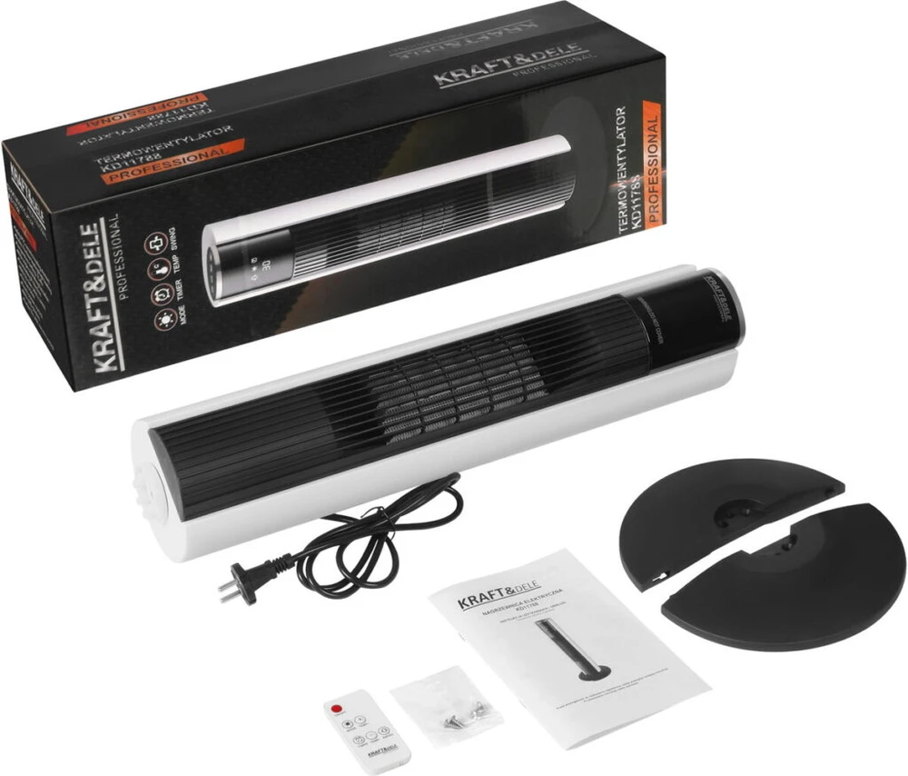Kraftdele Kraft &amp; Dele 2000 W ventiliatorinis keraminis šildytuvas KD11788, su nuotolinio valdymo pultu, jutikliniu skydeliu ir LED ekranu, 20000 W