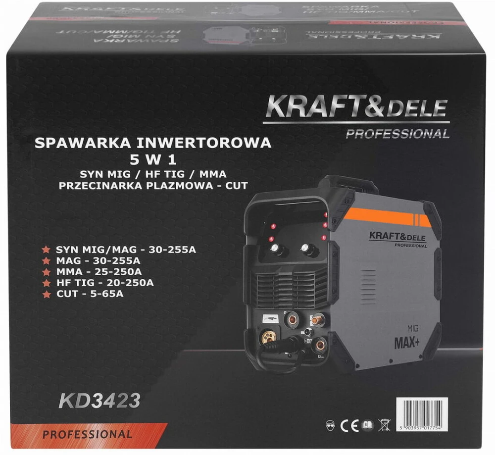 Kraft &amp; Dele Kraft&Dele Inverterinis suvirinimo aparatas MIG MMA TIG su plazminiu pjaustytuvu 5in1 255A
