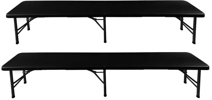 Lauko baldų komplektas Sulankstomas sodo baldų komplektas, stalas 180 cm + 2 suolai, juodi