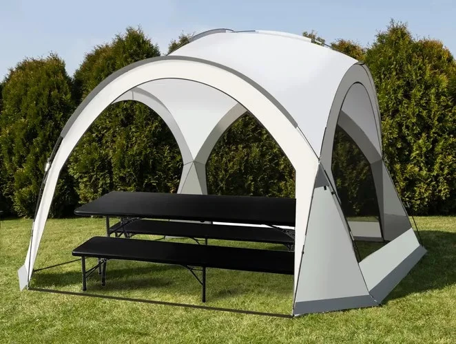 Lauko baldų komplektas Sulankstomas sodo baldų komplektas, stalas 180 cm + 2 suolai, juodi