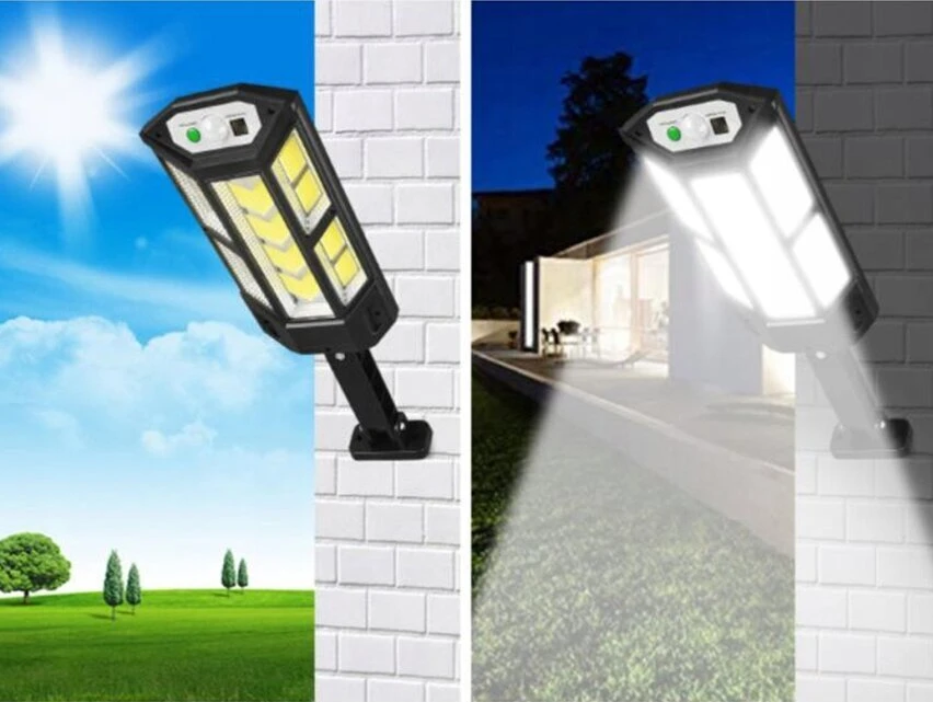 Lauko šviestuvas su nuotolinio valdymo pultu 124 LED COB, spalva: juoda