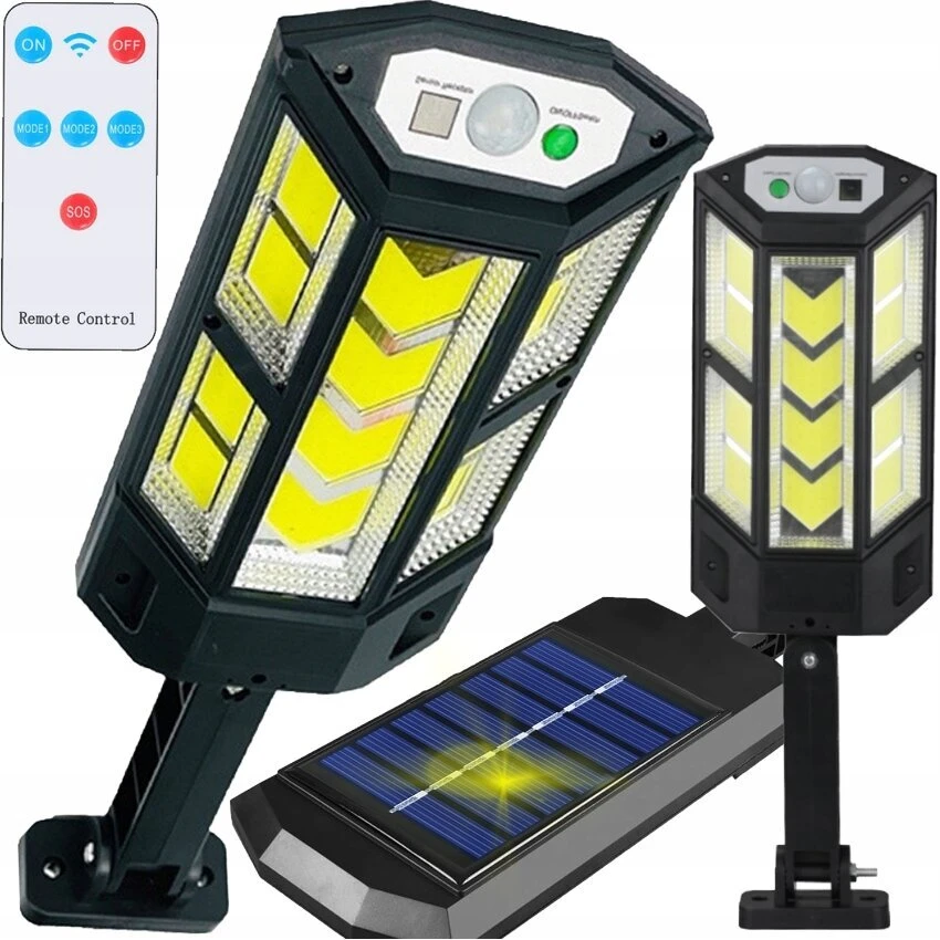 Lauko šviestuvas su nuotolinio valdymo pultu 124 LED COB, spalva: juoda
