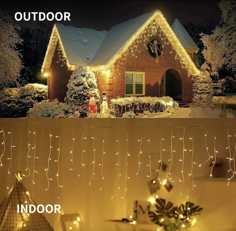 LED girlianda auksiniai 500LED varvekliai skirti lauko puošybai, 25m. flash