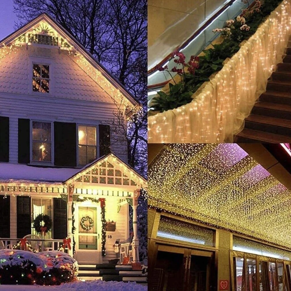 LED girlianda auksiniai 500LED varvekliai skirti lauko puošybai, 25m. flash