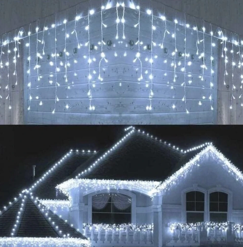 LED girlianda šviečiantys lauko varvekliai, 500LED, 25 metrų ilgio, šaltai baltos spalvos flash