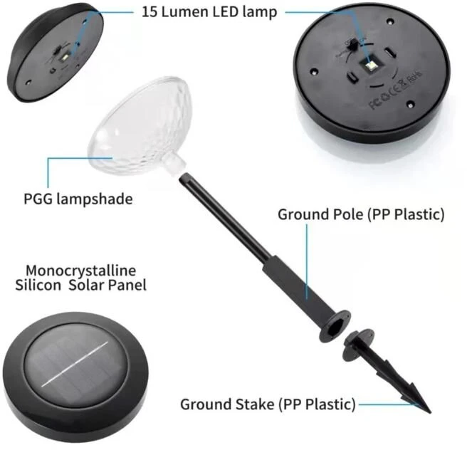 LED lauko šviestuvai su saulės baterijomis XF-2011, 2 vnt., spalva: juoda