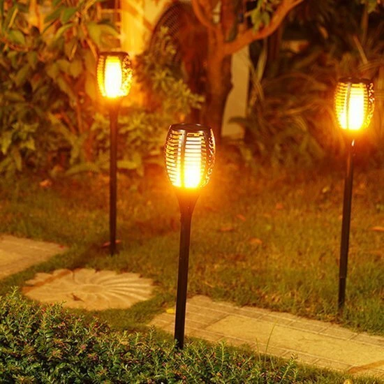 LED žibintas su saulės baterija Flame, spalva: balta