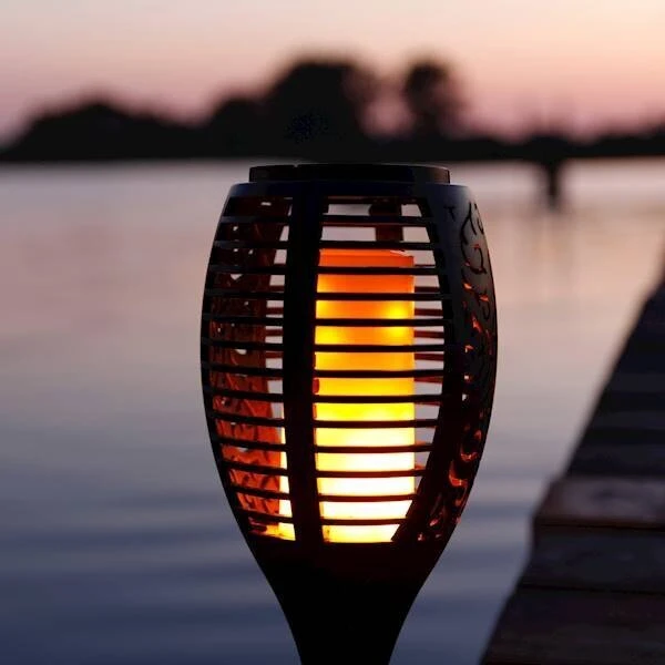 LED žibintas su saulės baterija Flame, spalva: balta