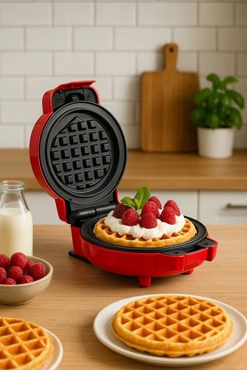 Vaflių keptuvė Raudona mini vaflinė, 460 W