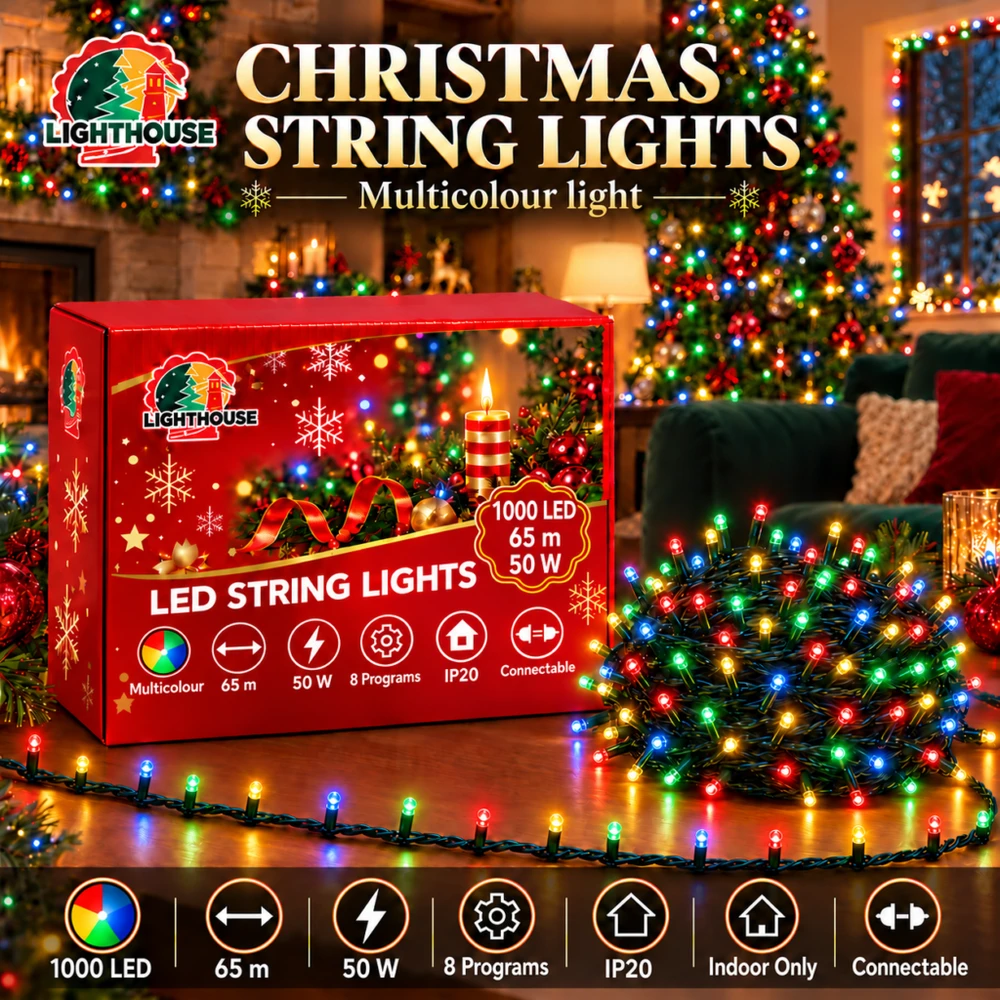 Lighthouse Kalėdinė LED girlianda, 1000 LED, 65 m, įvairių spalvų, IP20