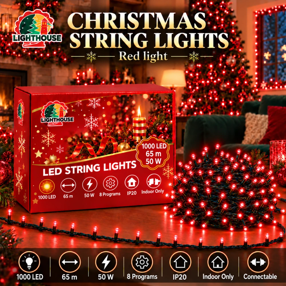 Lighthouse Kalėdinė LED girlianda, 1000 LED, 65 m, raudona, IP20