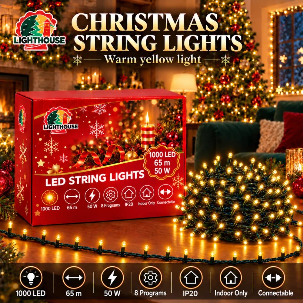 Lighthouse Kalėdinė LED girlianda, 1000 LED, 65 m, geltona, IP20