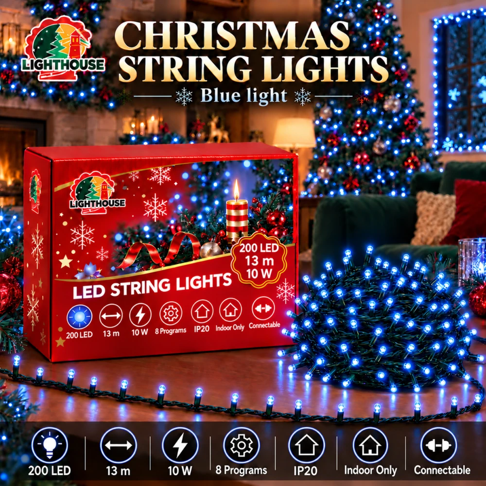 Lighthouse Kalėdinė LED girlianda, 200 LED, 13 m, mėlyna, IP20