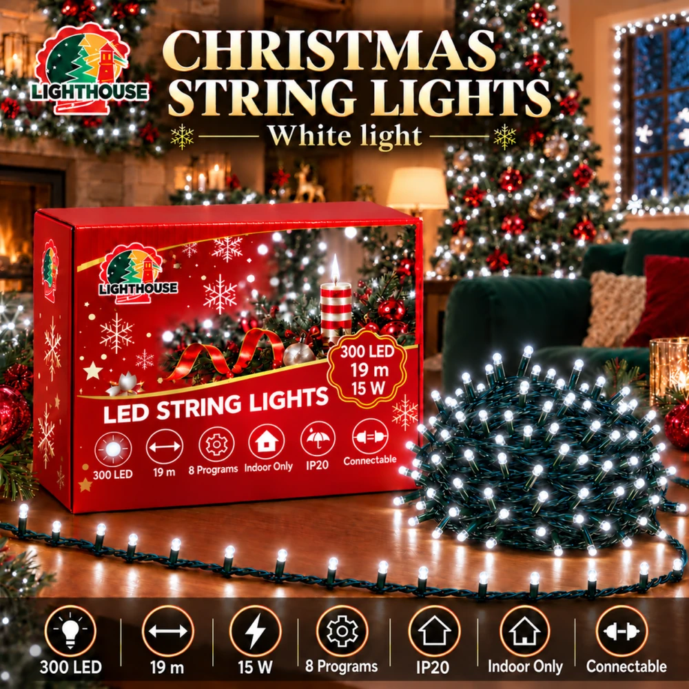 Lighthouse Kalėdinė LED girlianda, 300 LED, 19 m, balta, IP20