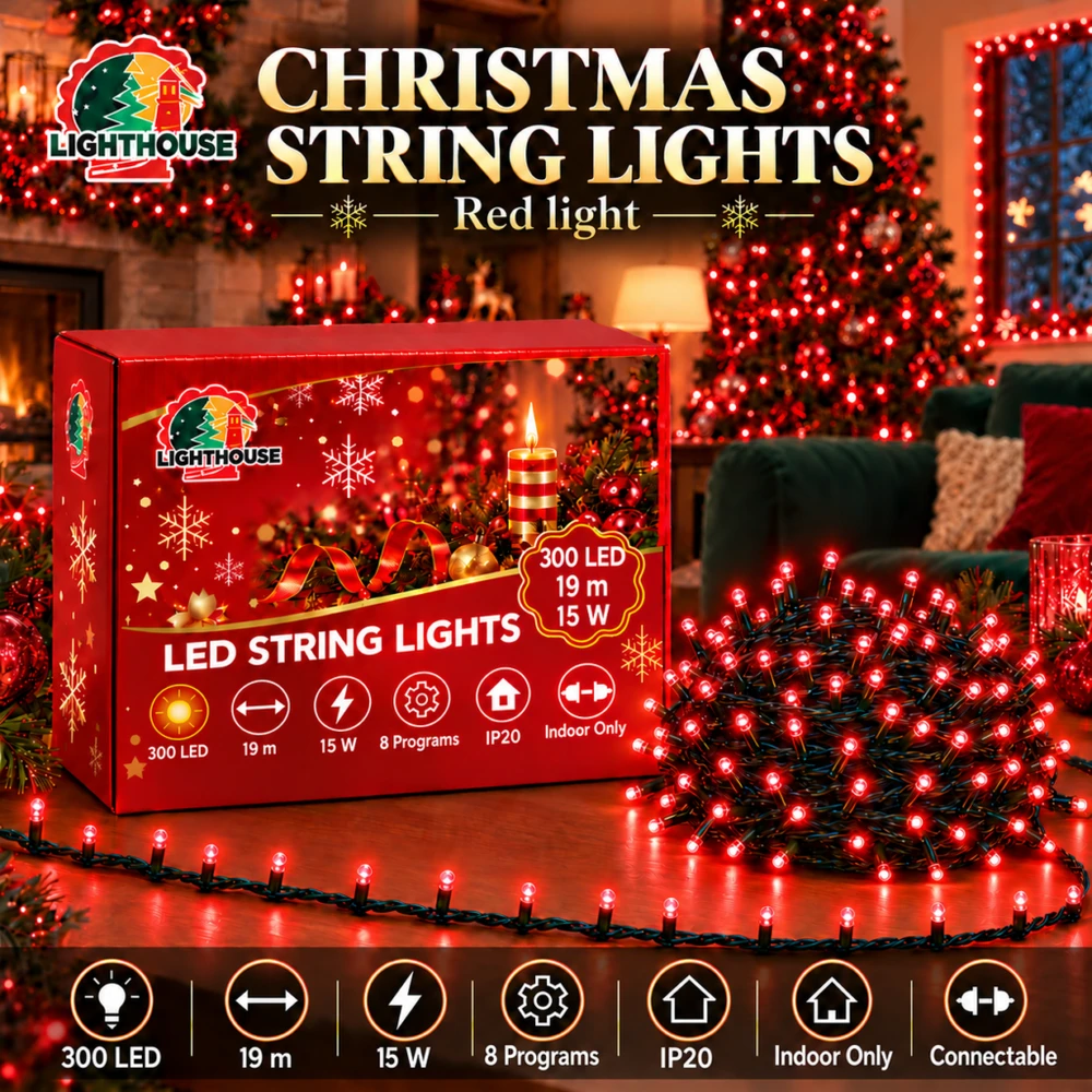 Lighthouse Kalėdinė LED girlianda, 300 LED, 19 m, raudona, IP20