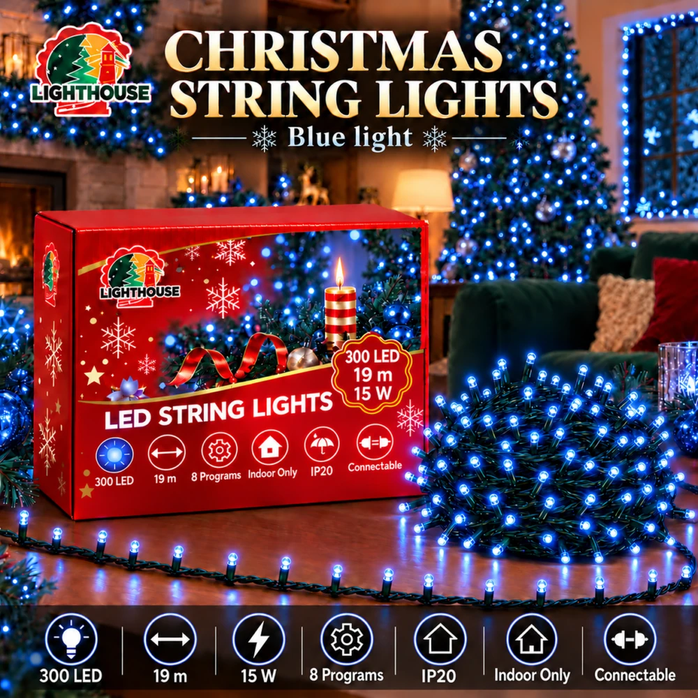 Lighthouse Kalėdinė LED girlianda, 300 LED, 19 m, mėlyna, IP20