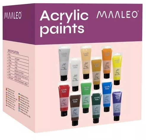 Maaleo Akriliniai dažai, 12 spalvų po 100 ml