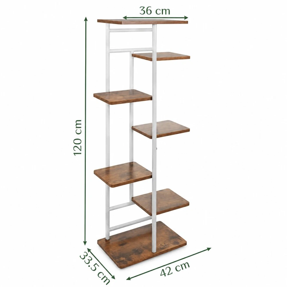 Metalinis gėlių stovas 120 cm, 7 lentynos, MDF