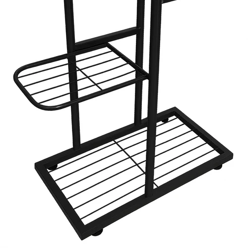 Metalinis gėlių stovas, 6 pakopų, juodas, 41 × 22 × 106 cm