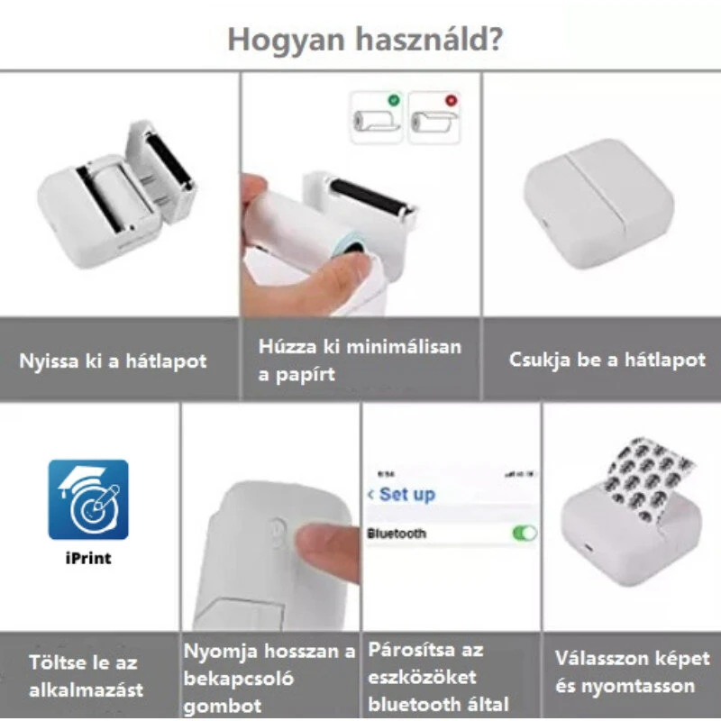 Mini spausdintuvas Nešiojamas mini spausdintuvas su Bluetooth jungtimi