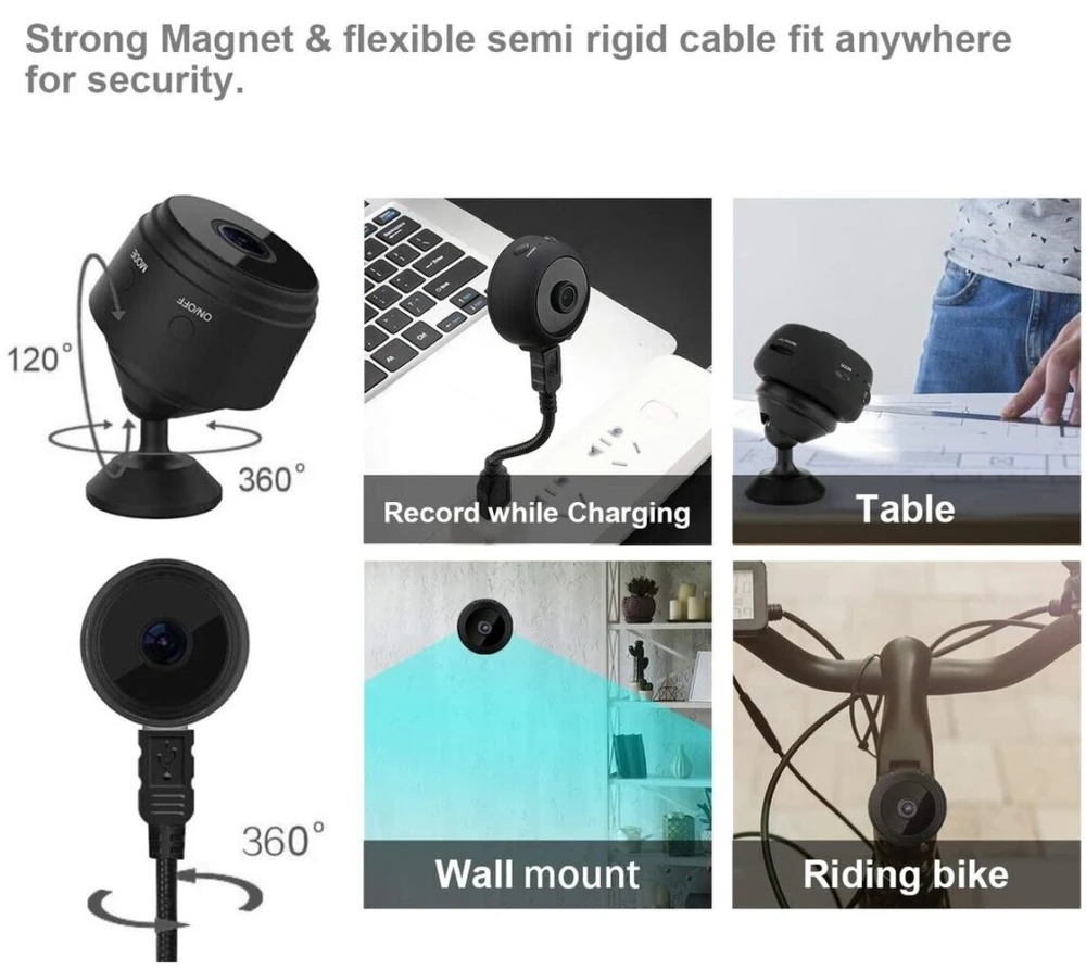 Mini WIFI vaizdo stebėjimo kamera HD, juodas