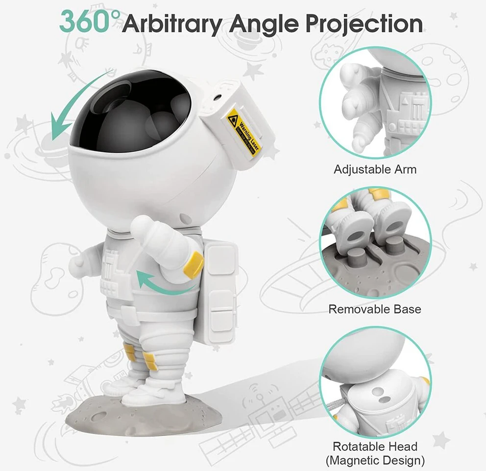iLike Astronautas baltas žvaigždžių projektorius LED Disco