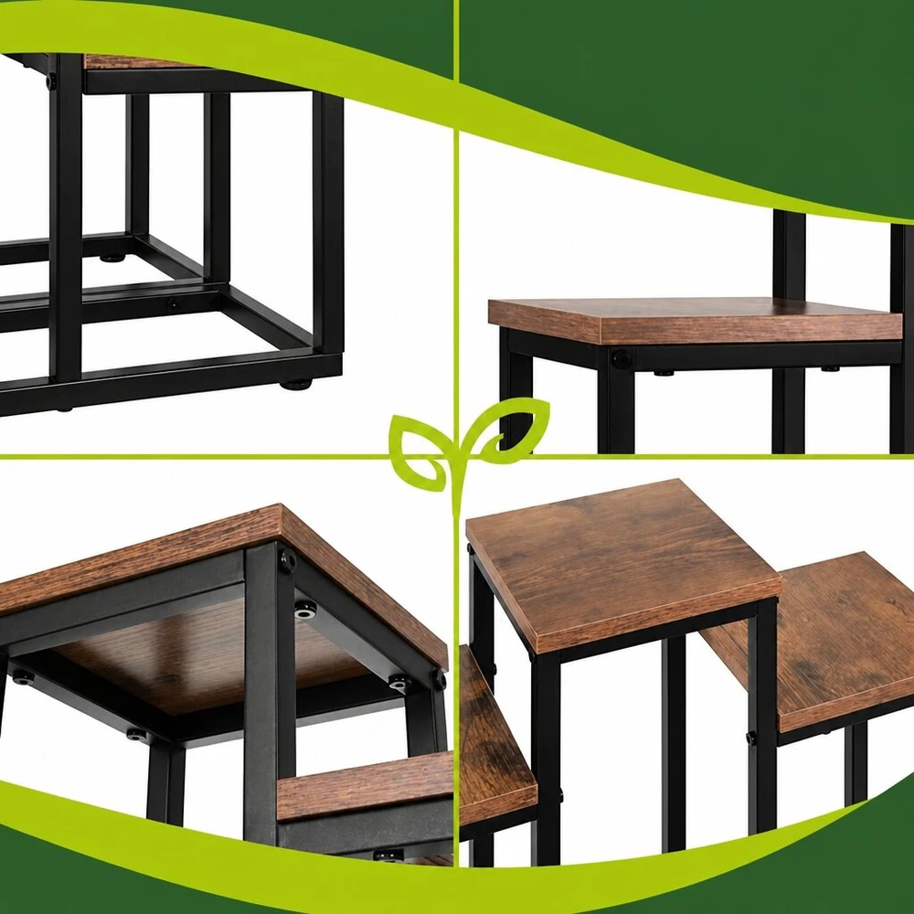 Pastatomas metalinis gėlių stovas 67 cm, 6 lentynos, MDF lentynos