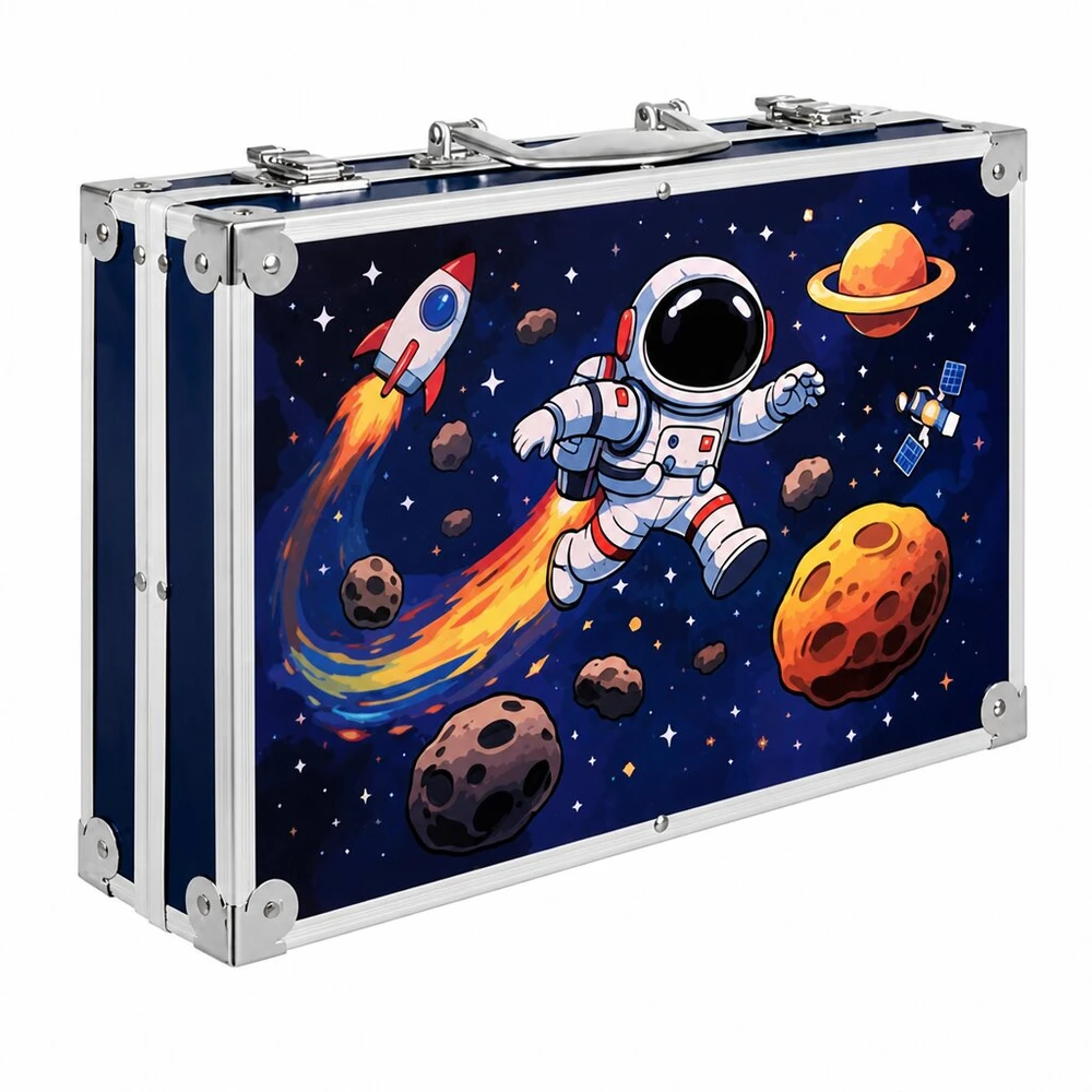 Paveikslų rinkinys lagamine 145 d, astronautas, įvairios piešimo priemonės