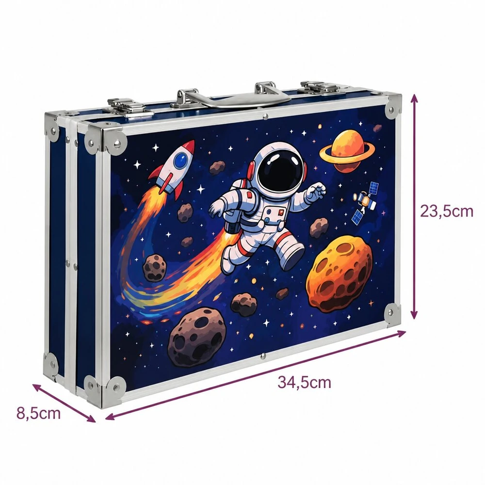 Paveikslų rinkinys lagamine 145 d, astronautas, įvairios piešimo priemonės