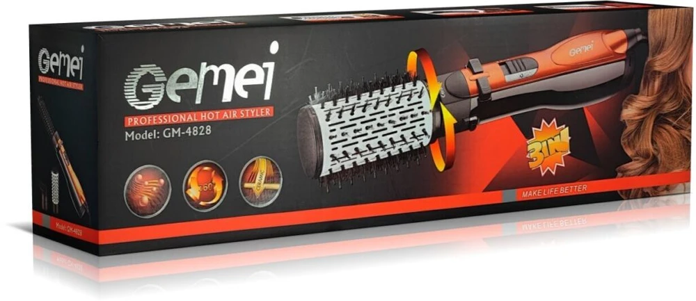 Plaukų formavimo šukos Gemei GM-4828, spalva: juoda