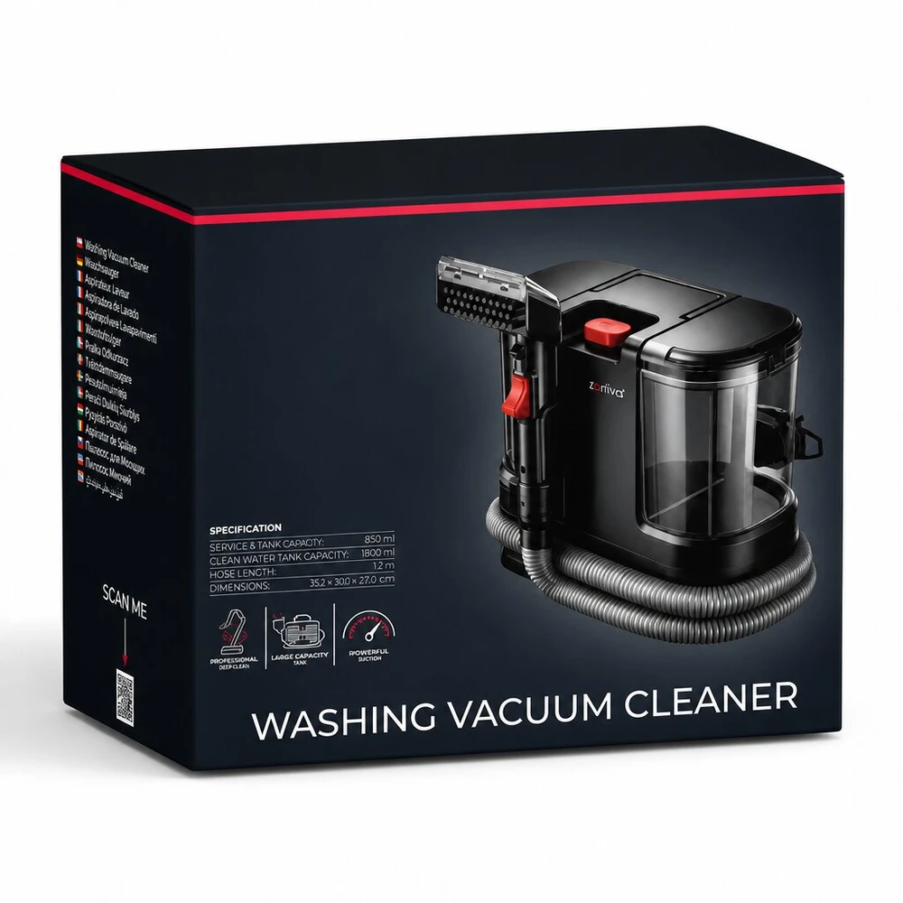 Plovimo dulkių siurblys VacTrim 800 W, 17000 Pa siurbimo galia, spalva: juoda