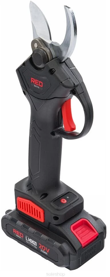 Red Technic Akumuliatorinės genėjimo žirklės 20V 30mm, su 2 akumuliatoriais Raudonas TECHNIC