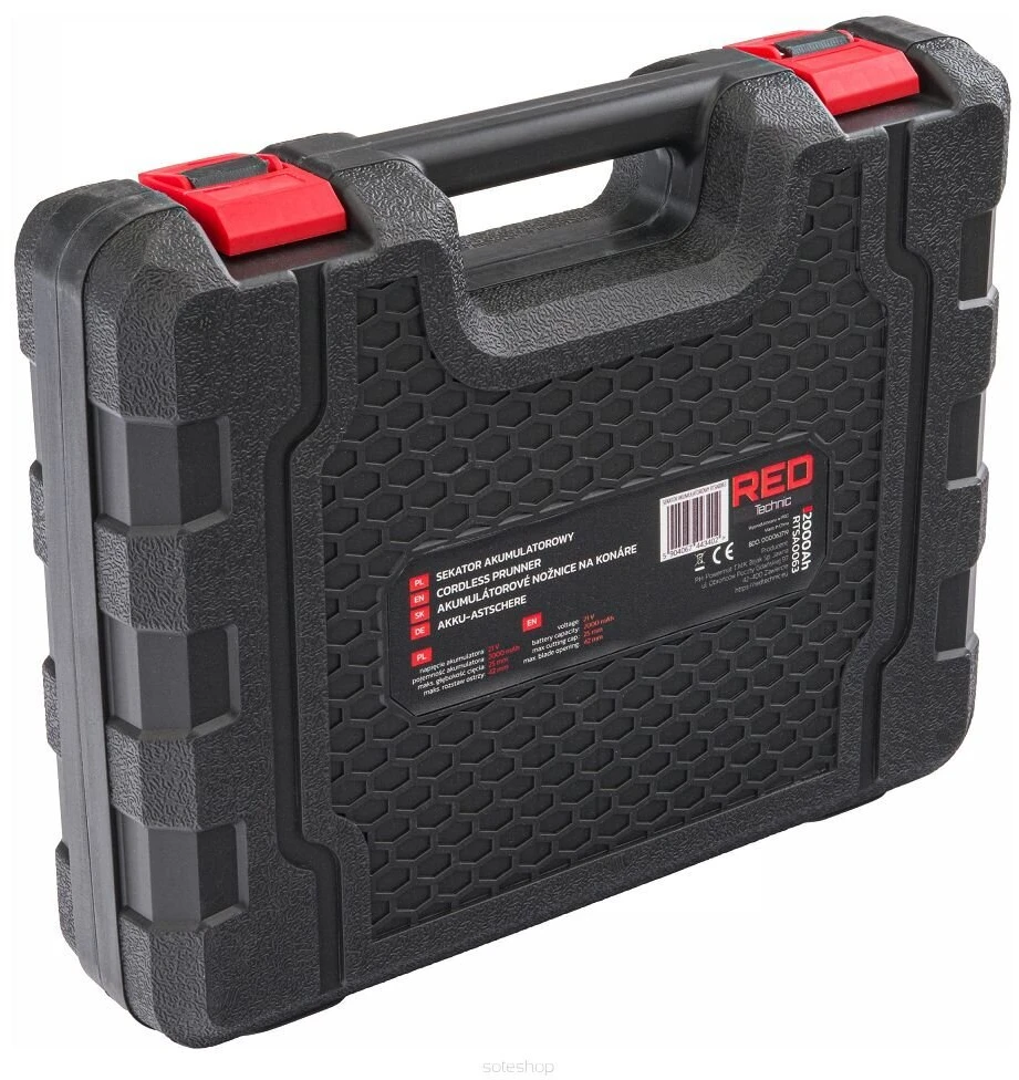 Red Technic Akumuliatorinės genėjimo žirklės 20V 30mm, su 2 akumuliatoriais Raudonas TECHNIC