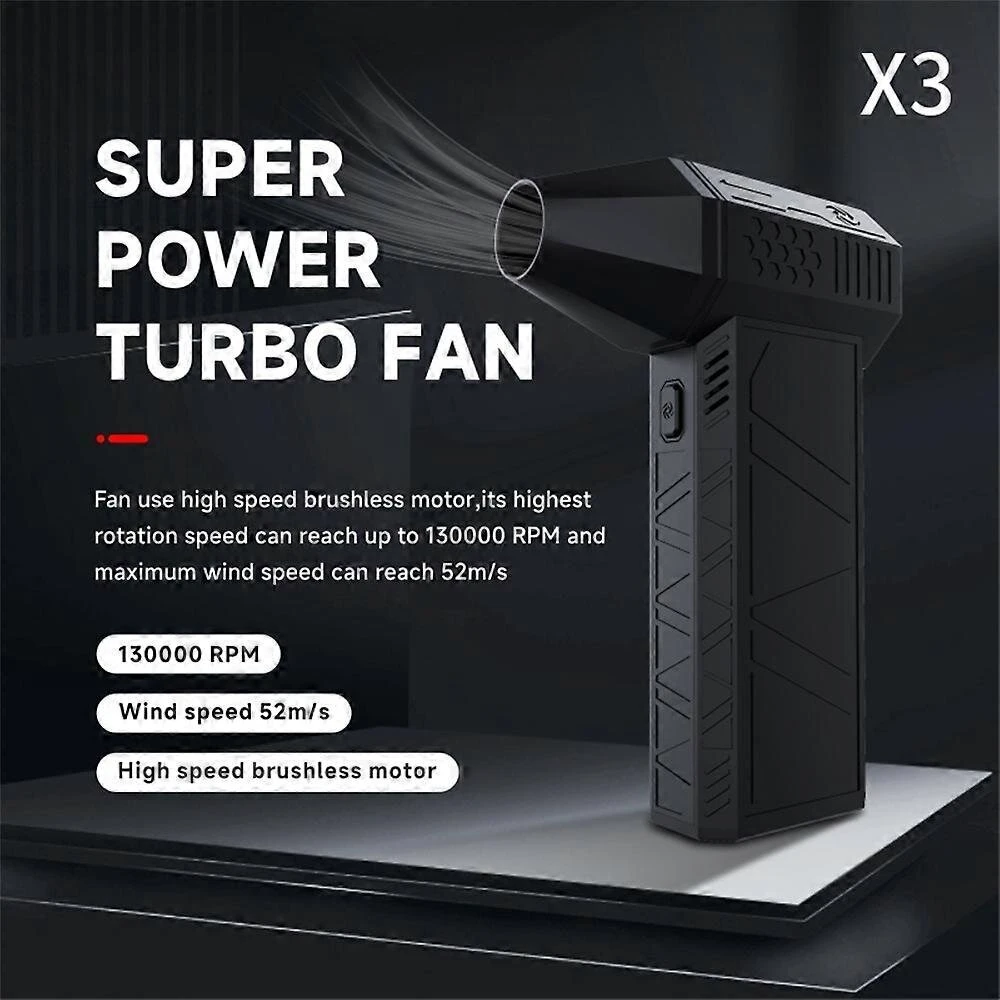 X3 Atnaujinkite Turbo Smurent Fan“ 130000 aps/min 50m/s Turbo Jet“ ventiliatoriaus kaupimas akumuliatoriuje, spalva: juoda