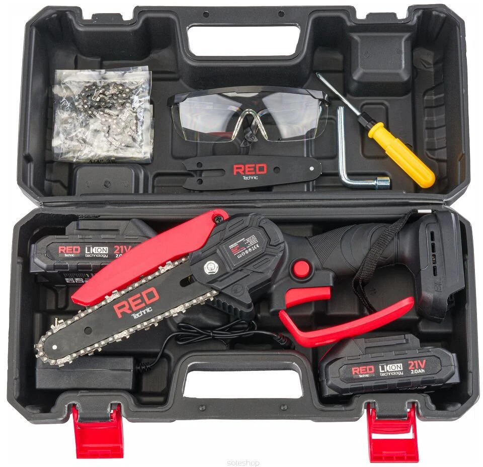 Grandininis pjūklas Red Technic Raudona Technic Akumuliatorinis grandininis mini pjūklas Raudona Technic RTMPA0064