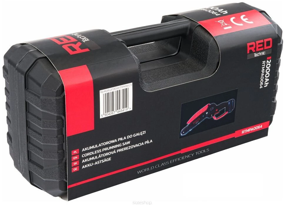 Grandininis pjūklas Red Technic Raudona Technic Akumuliatorinis grandininis mini pjūklas Raudona Technic RTMPA0064