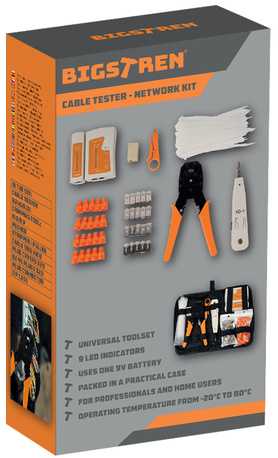 RJ45/RJ11 kabelių testeris, tinklo įrankių rinkinys, 145 vnt.