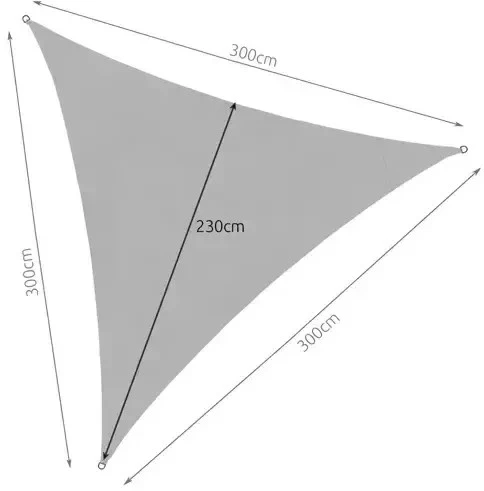 Saulės burė trikampė 3x3x3 m, pilka