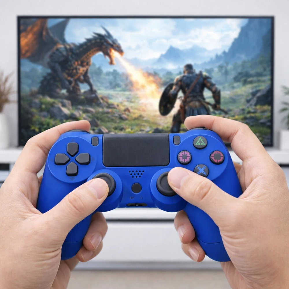 Žaidimų pultelis Belaidis žaidimų pultelis DS4 W ProGrip Mėlyna – tinka PS4, PC, Android ir iOS, spalva: mėlyna