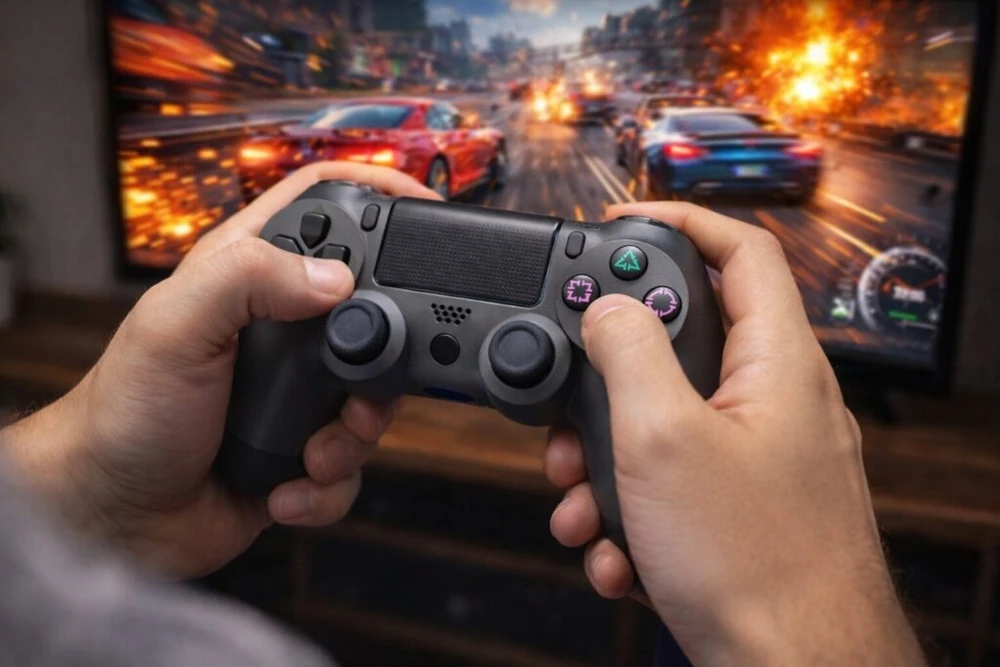 Žaidimų pultelis Belaidis žaidimų pultelis DS4 W ProGrip Steel juodas – tinka PS4, PC, Android ir iOS, spalva: pilka