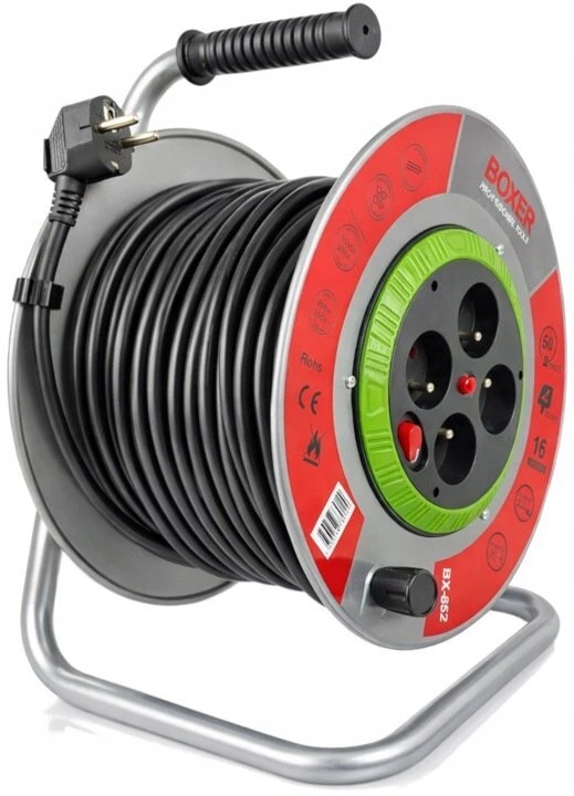 Boxer prailgintuvas su metaline rite 50 m, IP44, 3x2,5 mm², juodas, spalva: pilka