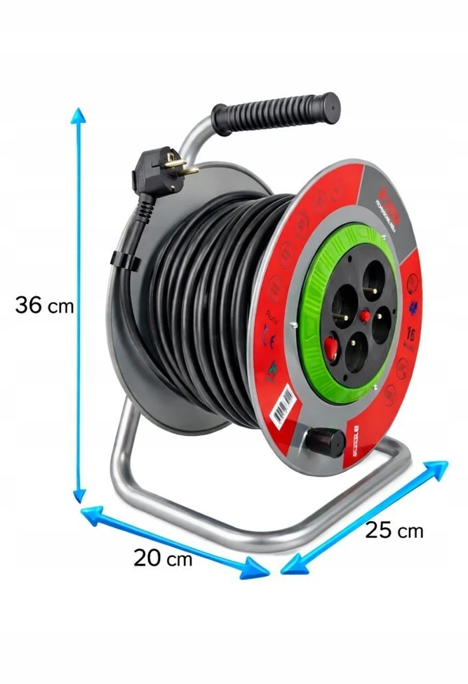 Boxer prailgintuvas su metaline rite 50 m, IP44, 3x2,5 mm², juodas, spalva: pilka