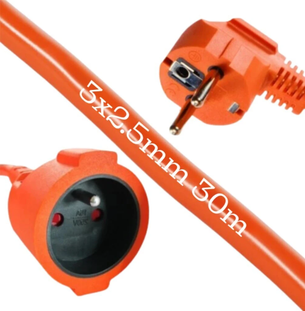 BOXER sodo statybinis prailgintuvas 30m 3x2,5mm² su įžeminimu, oranžinis