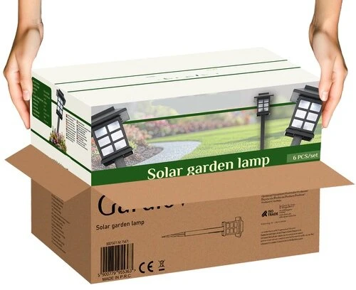 LED sodo šviestuvai su saulės baterija, 6 vnt. Gardlov, spalva: juoda