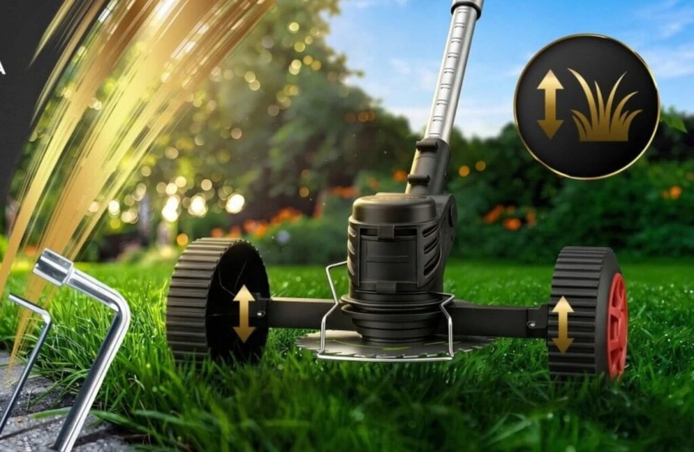 Akumuliatorinis trimeris, žoliapjovė Leo 3in1 su ratukais, 2 x 21 V Leo Tools, 650 W