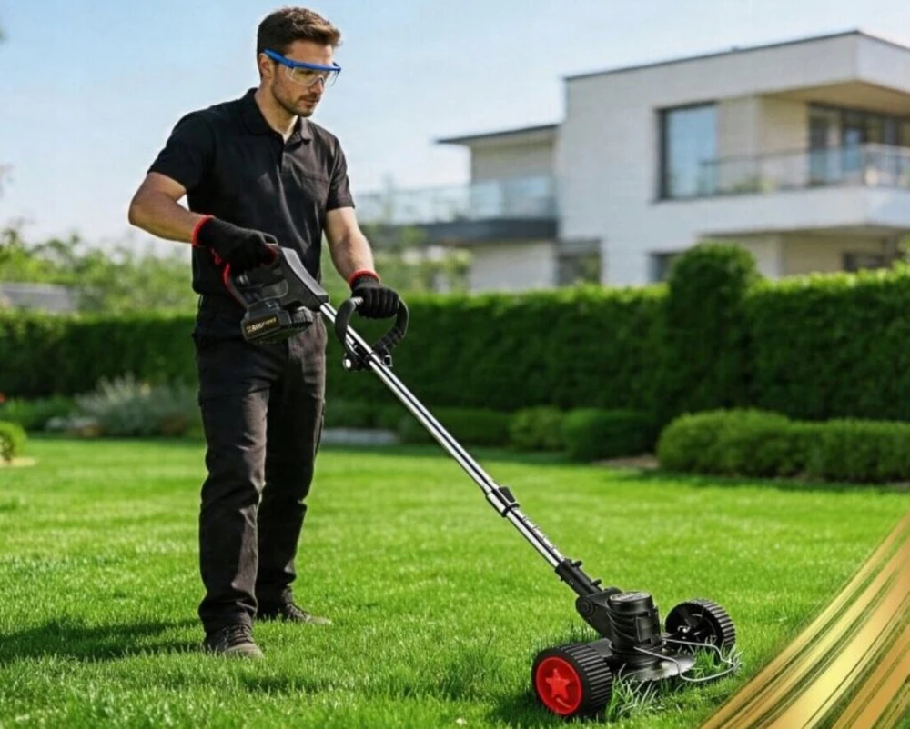Akumuliatorinis trimeris, žoliapjovė Leo 3in1 su ratukais, 2 x 21 V Leo Tools, 650 W