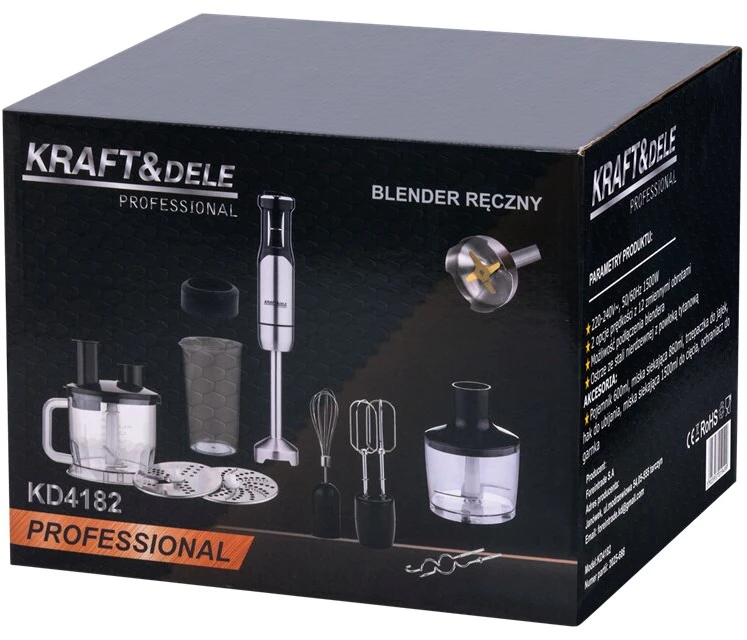 Kraftdele Smulkintuvas Trintuvas / smulkintuvas KD4182, 1500 W + priedai Kraft &amp; Dele, spalva: juoda, sidabrinė