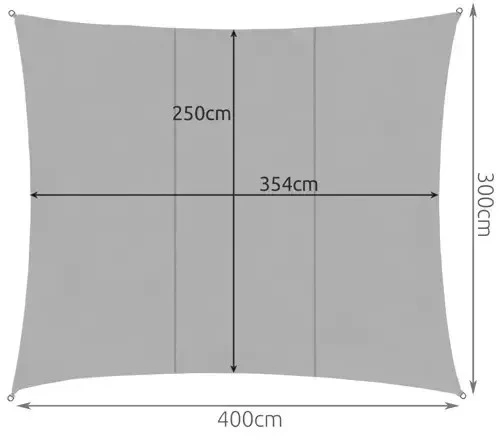 Stačiakampė saulės burė 4x3 m – Pilka