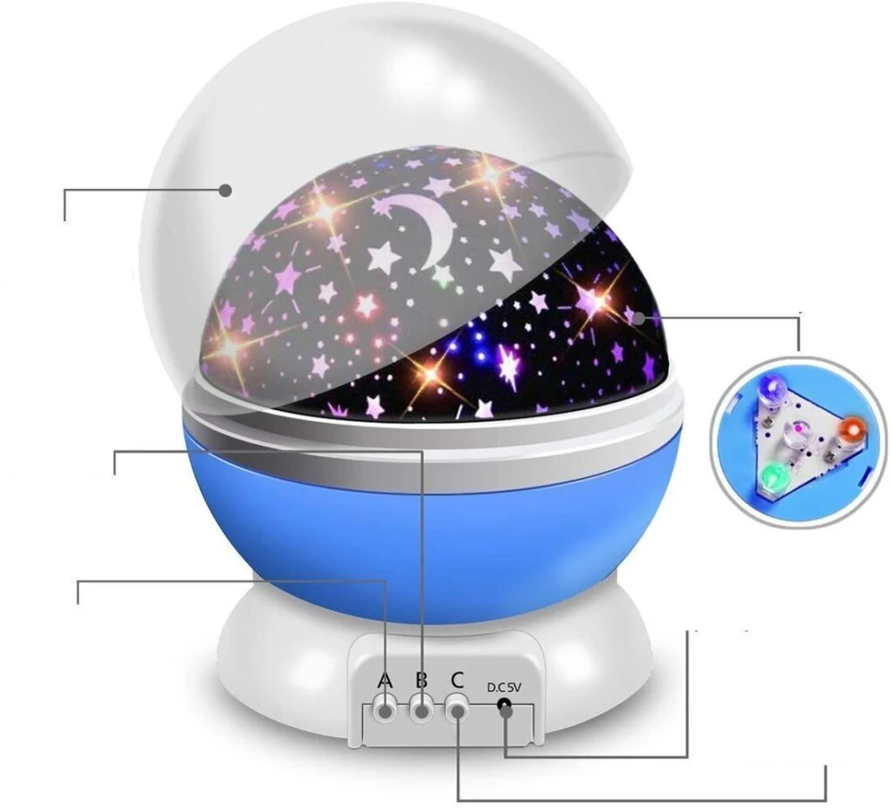 Star Master 360 vaikiškas besisukantis naktinis šviestuvas